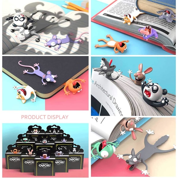 Rolig 3D-tecknad bokmärke Djur som läser bokmärken för studenter
