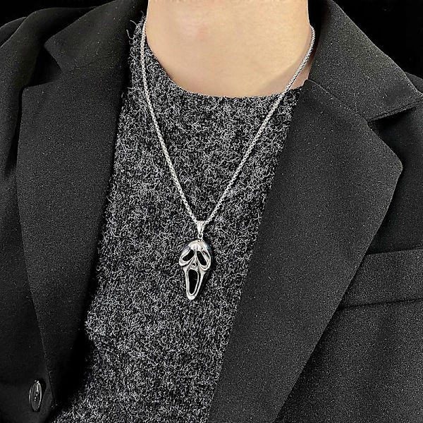 Halsband för män med skrikande dödskalle, legeringsmaterial, hängsmycken