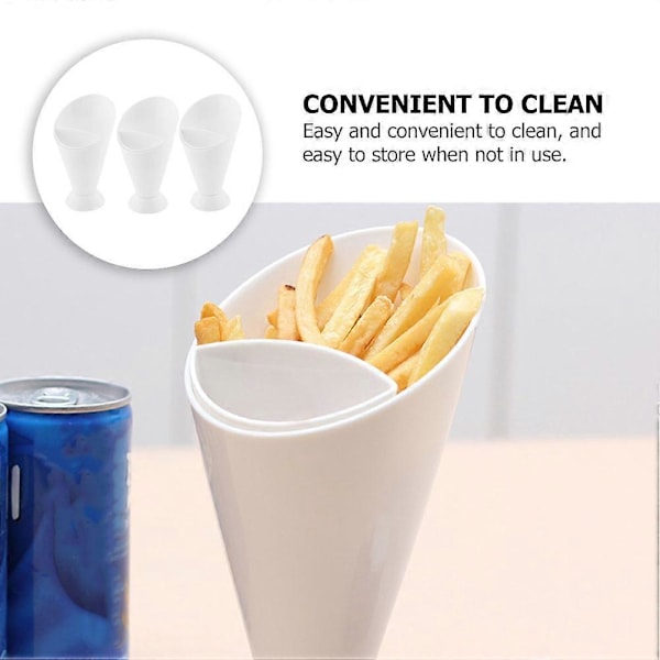 6 stk. Fransk Frites Dyppe Kop Kegle Dyppe Kop Plast Ketchup Kop PP Salat Kop