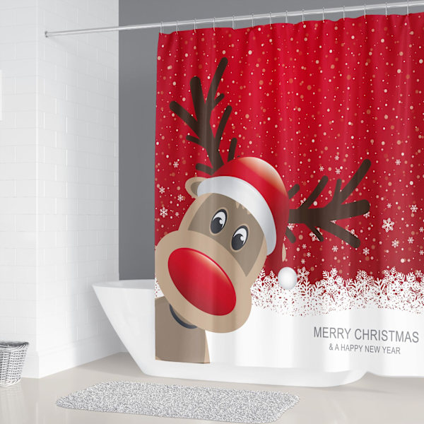 #Juleelg print polyester bruseforhæng, 180*180CM#