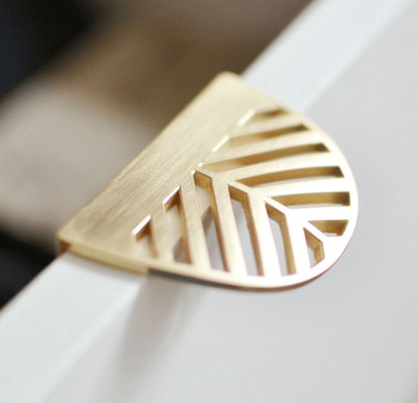 4 stk Skuffhåndtak Bladform 60mm Solid Messing Møbelhåndtak