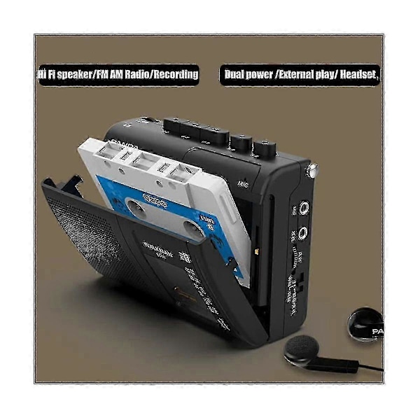 6501 Kannettava kasetti AM/FM-radio Retro kasettimusiikkisoitin Walkman-tallennin kaiuttimella -JA - MXBC