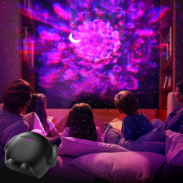 (Svart) Sky Stjerneprojektor, 4 i 1 dynamisk LED-lys projektor