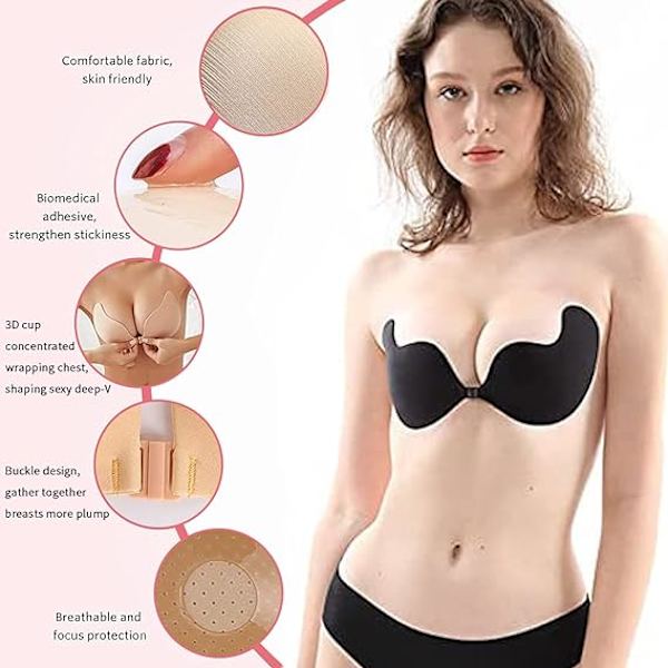 #Självhäftande BH 2 par Självhäftande BH Strapless Återanvändbar Osynlig Andningsbar BH för Rygglös Klänning#