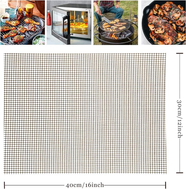 Set med 5 BBQ Bakmattor Rektangulära Grillplancha Mat Non-Sl