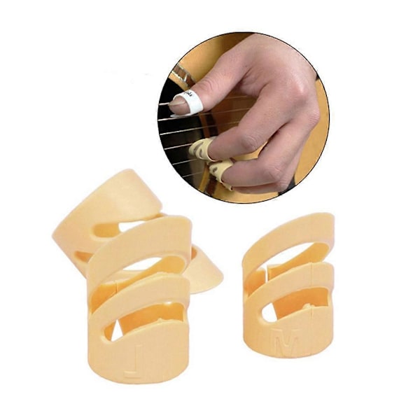 5 stk. Holdbar Guitar Ring Finger Ærme Finger Plektrum Farverig Guitar Bas Tommelfinger Finger Plektre Størrelse L Beige)