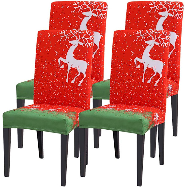 Julstolsöverdrag Röd Tjock Stickad Universal Stretch Elastisk Ch