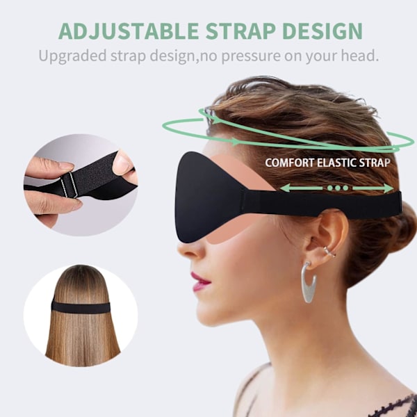Svart Ljusblockerande Ögon Sovmask - 3D Mörkläggnings Sovmask för
