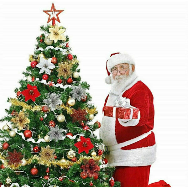 *10 kpl DIY joulukuusen riipuksia joulukukat riipus koristeet joulukuuseen ja juhlakoristeet koriste Noel kuusi (valkoinen)*