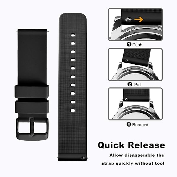 Silikonarmband med svart spänne, snabb utbytesrem