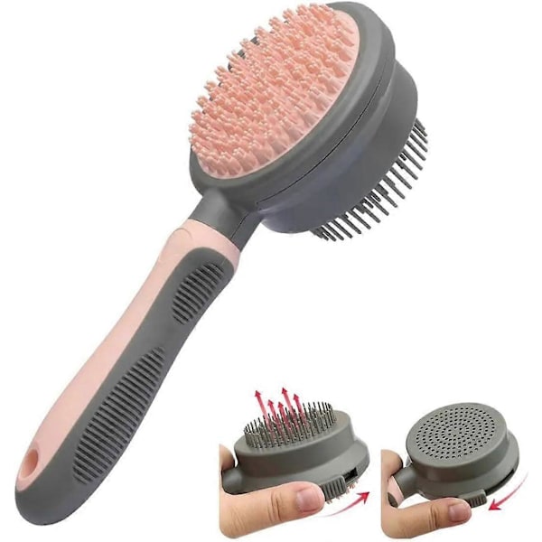 Groomingbørste, Hesteutstyr, Slitesterk, Ergonomisk og Sikker (Grå/Rosa)
