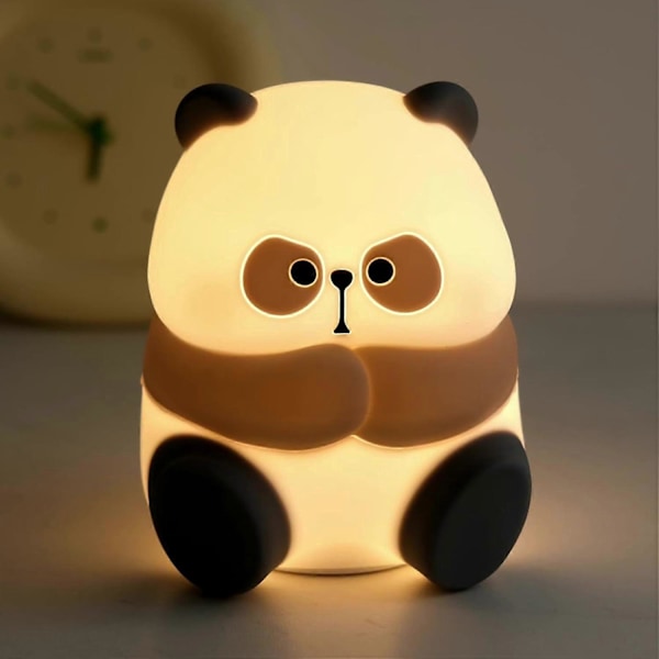 Panda Lampe, Dyre Natlampe Blød Silikone Genopladelig Touch Natlampe, Blød Silikone Sød Panda, Genopladelig, Sikker og Praktisk