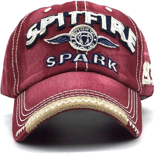 Rød Retro Baseball Caps Unisex Justerbar Metallspenne Caps Class