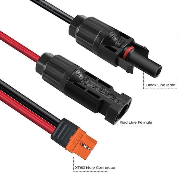 Solar Connector til XT60i Adapterkabel til RIVER 2/RIVER 2 Max/RIVER 2 Pro/ 2/ Max (2000)/ Pro
