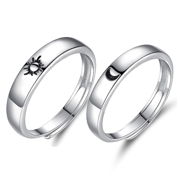 /#/925 Sterling Hopea Aurinko Kuu Sormus Kaiverrettu Aurinko Ja Kuu Matc/#/