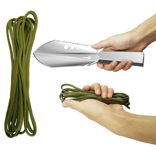 1 Camping Spade, 8-i-1 Multifunktionell Överlevnadsspade Mini Port