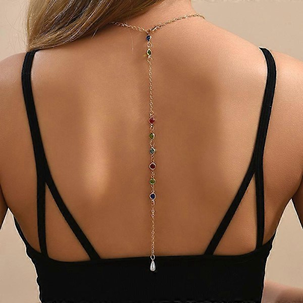 Bryllup Rhinestone Ryggsmykke Lagdelt Brude Kroppskjede Krystall