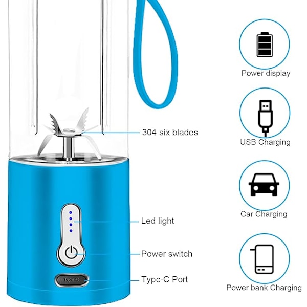 #Portabel Blender för Shakes och Smoothies Uppgraderad 18Oz Bärbar Blender med 6 Blad#