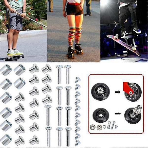 Inline Skate Aksel Afstandsstykke Skrue, Skate Hjul Leje Afstandsstykke, Rulle Skate Udskiftningsdele Med Aksel &