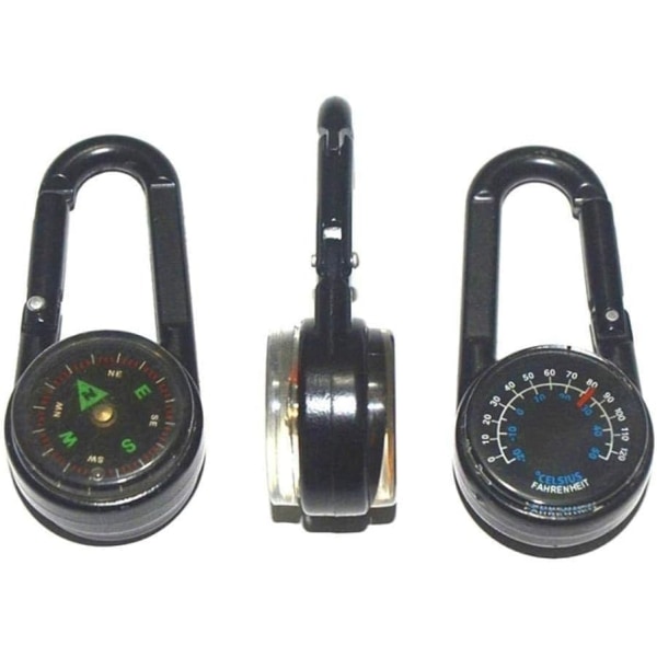 Mini Multifunktionell Karabinkrok 3 i 1 Kompass Termometer Utomhus H