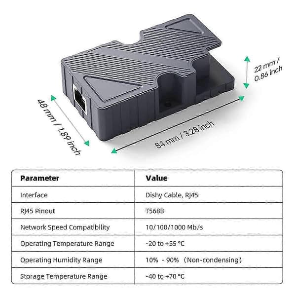 For Dishy Kabeladapter til RJ45-tilslutning til Ethernet-adapter PoE-injektor til