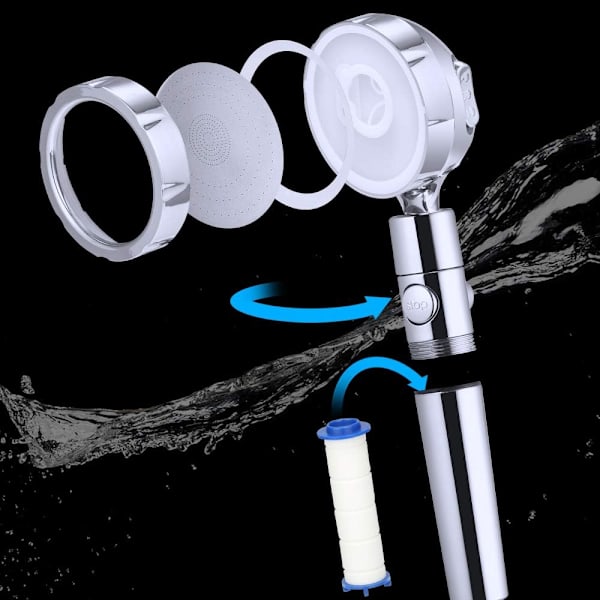 *Brusehoveder, 360° rotation, med 2M PVC-slange, med 3 højtryks*