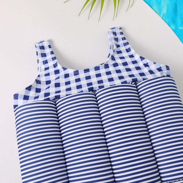 Kelluva puku, baby lasten 1-osainen uimapuku (sininen ja valkoinen raita