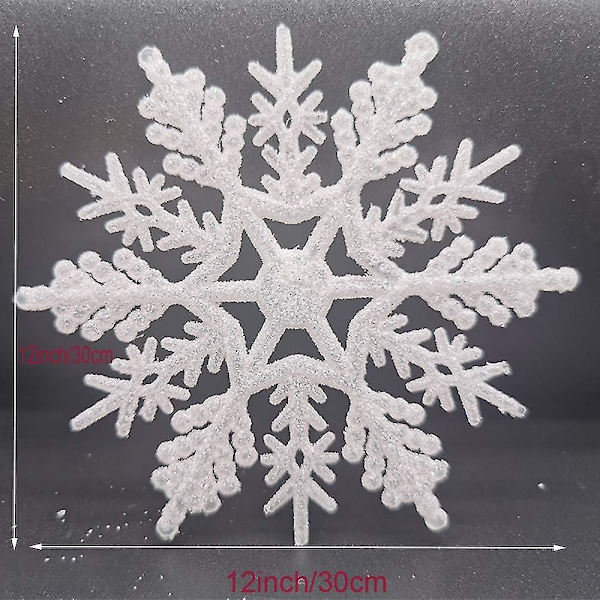 Vita glittriga snöflingor - Förpackning med 5 snöflingor täckta med vitt glitter - Hängande snöflingor - Jul-snöflingor