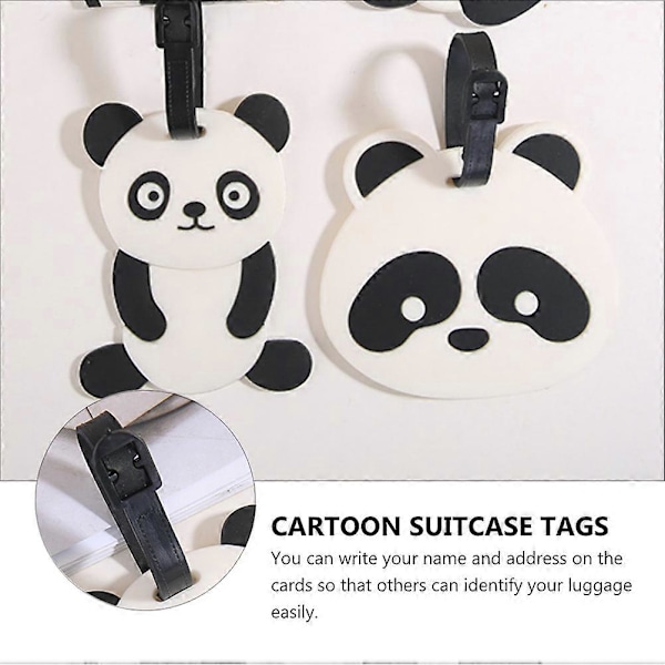 1 Setti 4 kpl Suloisia Sarjakuva Panda Matkatavaralappuja Matkalaukkulappuja (Valkoinen Musta)