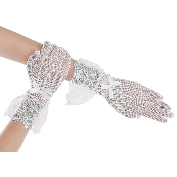 Blomstrede blondehandsker Vintage Operahandsker Dame Klassiske Bryllupshandsker (1 stk) yu