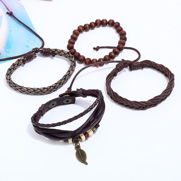 Enkel retro set armband flätad läder punk armband diy