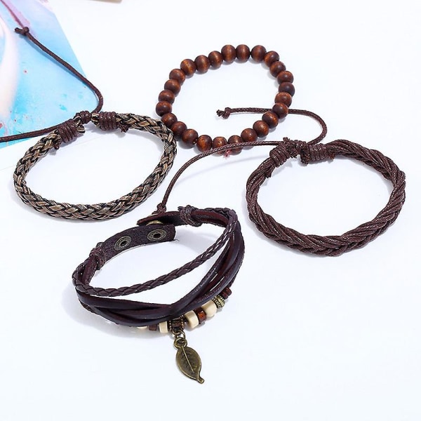 /#/Simple retro set bracelet braided leather punk bracelet diy/#/