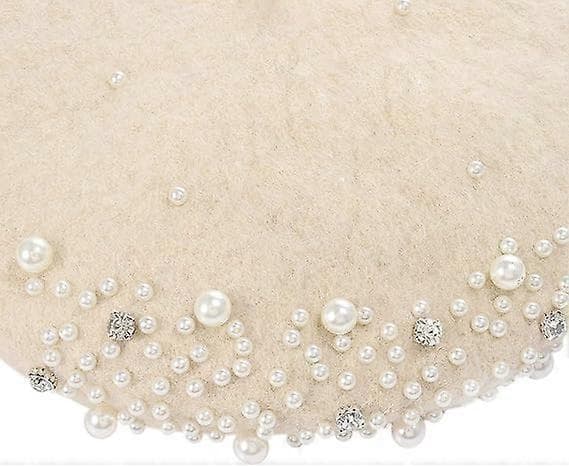 Dam Basker Pärlbroderad Strass Ull Vinter Varma Mössor Hattar Franska Konstnärshattar, One Size-Large