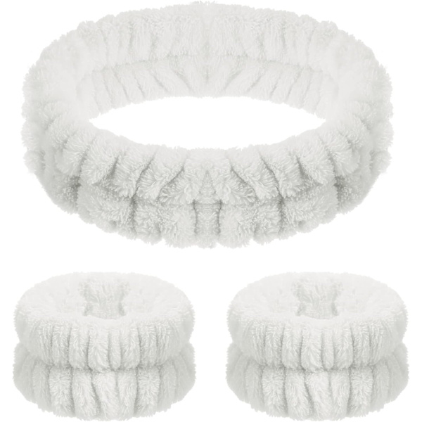 3-pack ansiktsrengöringshuvudband och handledsband - Spa-set för ansiktet