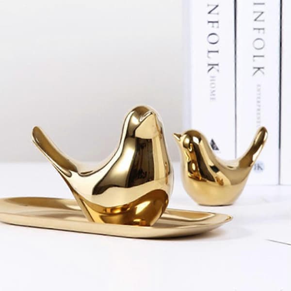 Moderna Guld Små Djur Statyer Ornament för Vardagsrum Sovrum Inredning