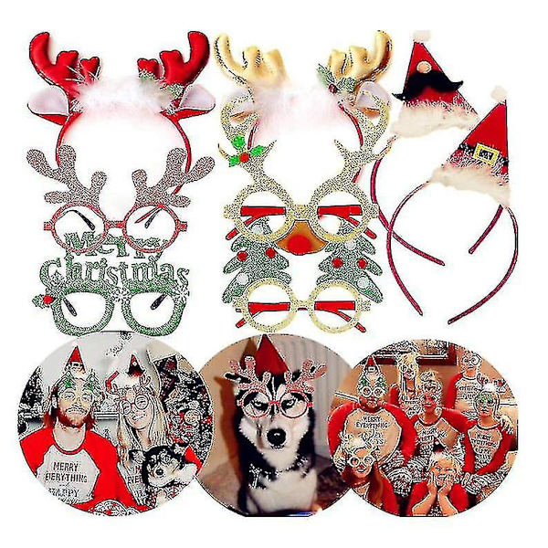 Sött Julhuvud Hatt Toppers/pannband/glasögon Set, för Julfestset9