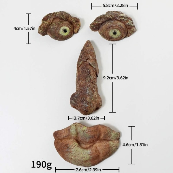 Havefigur Træ Ansigt Stamme Udendørs Dekoration