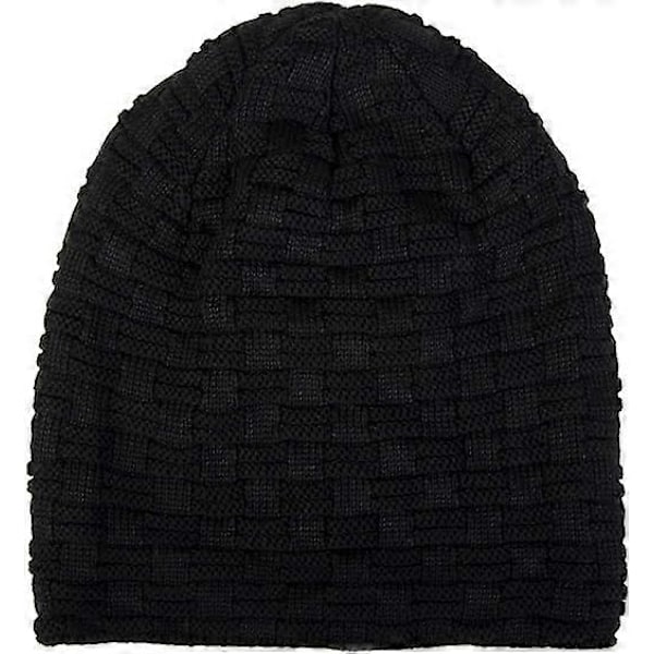 Finstrikket varm lue med flettemønster og supermyk fleece