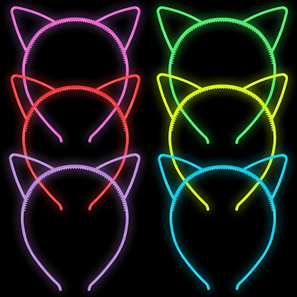 #Lim 6 stk Glødende Mørke Hodebånd for Kvinner for Fest Hodebånd for Jenter Halloween Hårtilbehør for Kvinner Hårtiara for Cosplay Fest (Katt)#