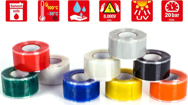 /#/2x 3m borrelås silikontape (selvklebende), isolerende/#/