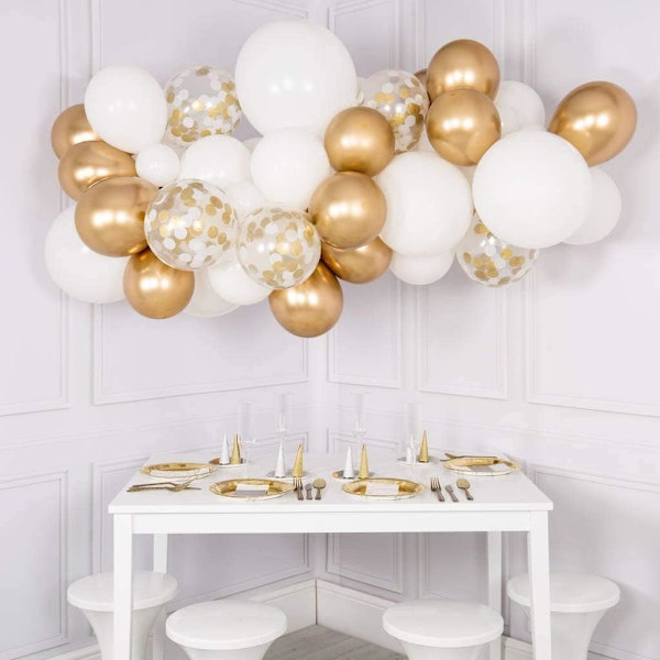 Festballoner 50 stk 12 tommer Guld Metallic Krom Helium Skinnende