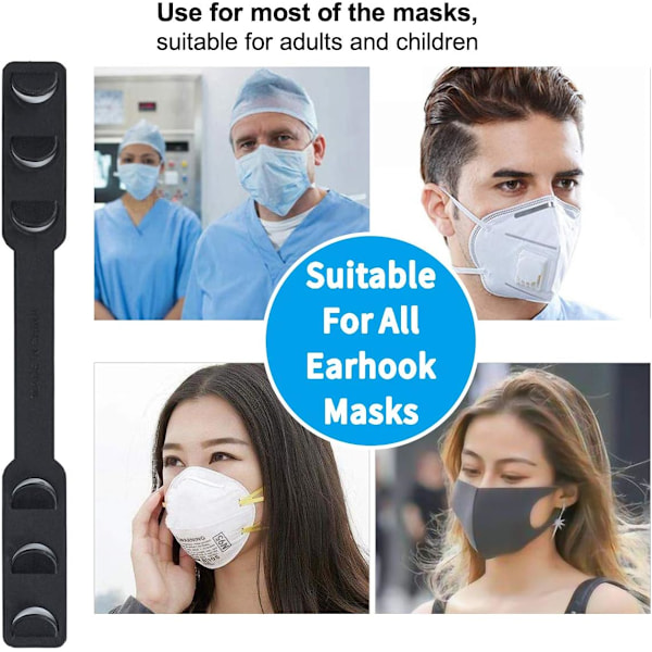 *Justerbara öronmuffar med sällsynt Pearl mask extender rem, lämplig för masker, mask extender krokar, för att förlänga mask, spänneband 10 stycken svart*