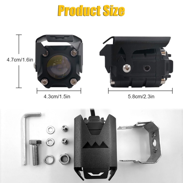 Todelt to-farget ekstern arbeidslampe LED motorsykkellampe e