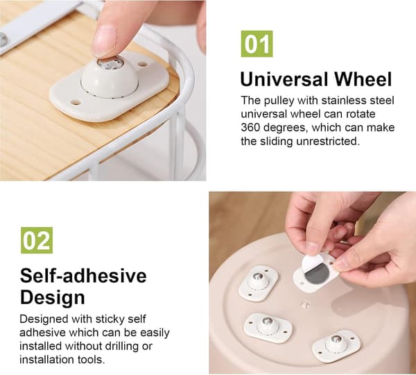 16 stk Selvklebende Svingbare Hjul, Universal 360° Rotasjon Trans