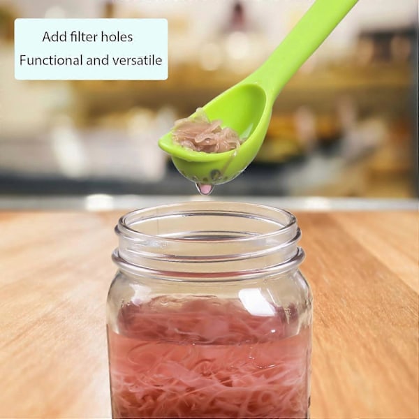 Pickle-gafflar 2 stycken Olivsked, pickle-plockare Burk Sked och Gaffel Set, för Kök Oliver Burk, Lök, Gurkor, Slitsad Sked