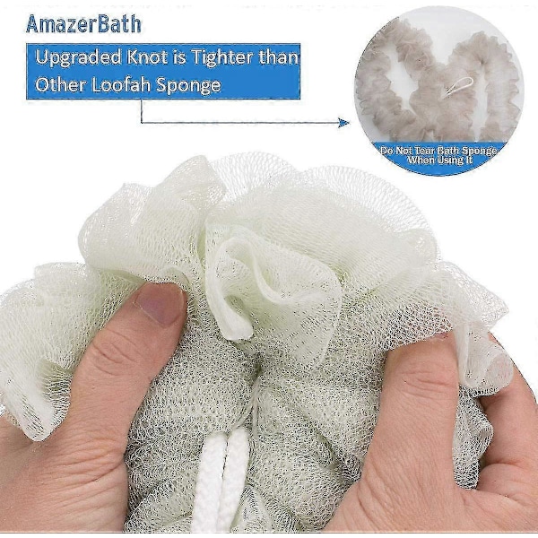 Duschbadsvamp 60g Loofahs Åtdragna Knutar Luffabollar Rika Lödder Mesh Loofah Kroppsskrubb För Kvinnor Och Män - Set med 4-pack (neutrala Färger)