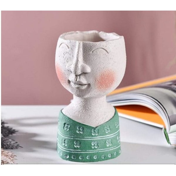 *Skulptur Blomkruka Konst Porträtt Harts Vase Kreativ Ansikte Planter Konst Dekor för Trädgård Hem Utomhus*