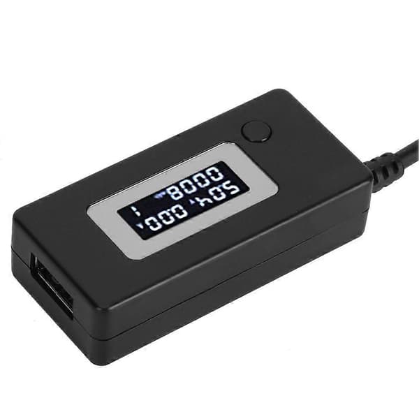 LCD-skjerm Baklys USB-detektor Amperemeter Voltmeter Ladekapasitet Tester Meter 4-30V Svart