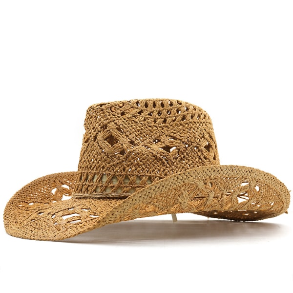 Unisex Västerländsk Cowboyhatt Vävd Handflätat Ströhatt Strandkeps Jazz U