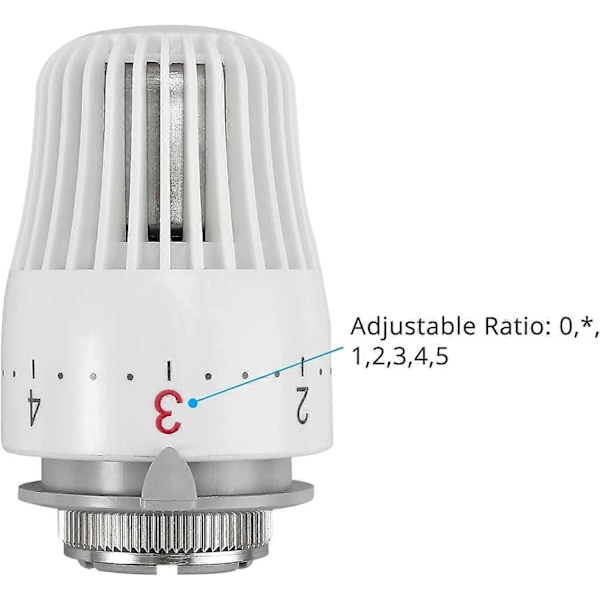 4-pakning termostatisk hode, erstatningshode for M30 x 1,5 radiatorventil, termostatisk radiatorventil